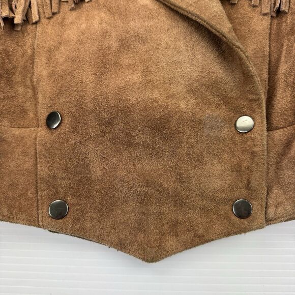 Vintage 90’s g4000 Suede Leather Fringe Western Jacket Brown Small Cowgirl Boho - Picture 11 of 16